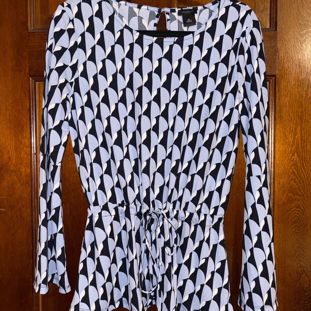 Ann Taylor Factory Black and White Patterned Blouse